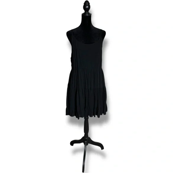 Talula Classic Black Sleeveless Skinny Strap Tiered Empire Waist Mini Dress - Picture 3 of 16